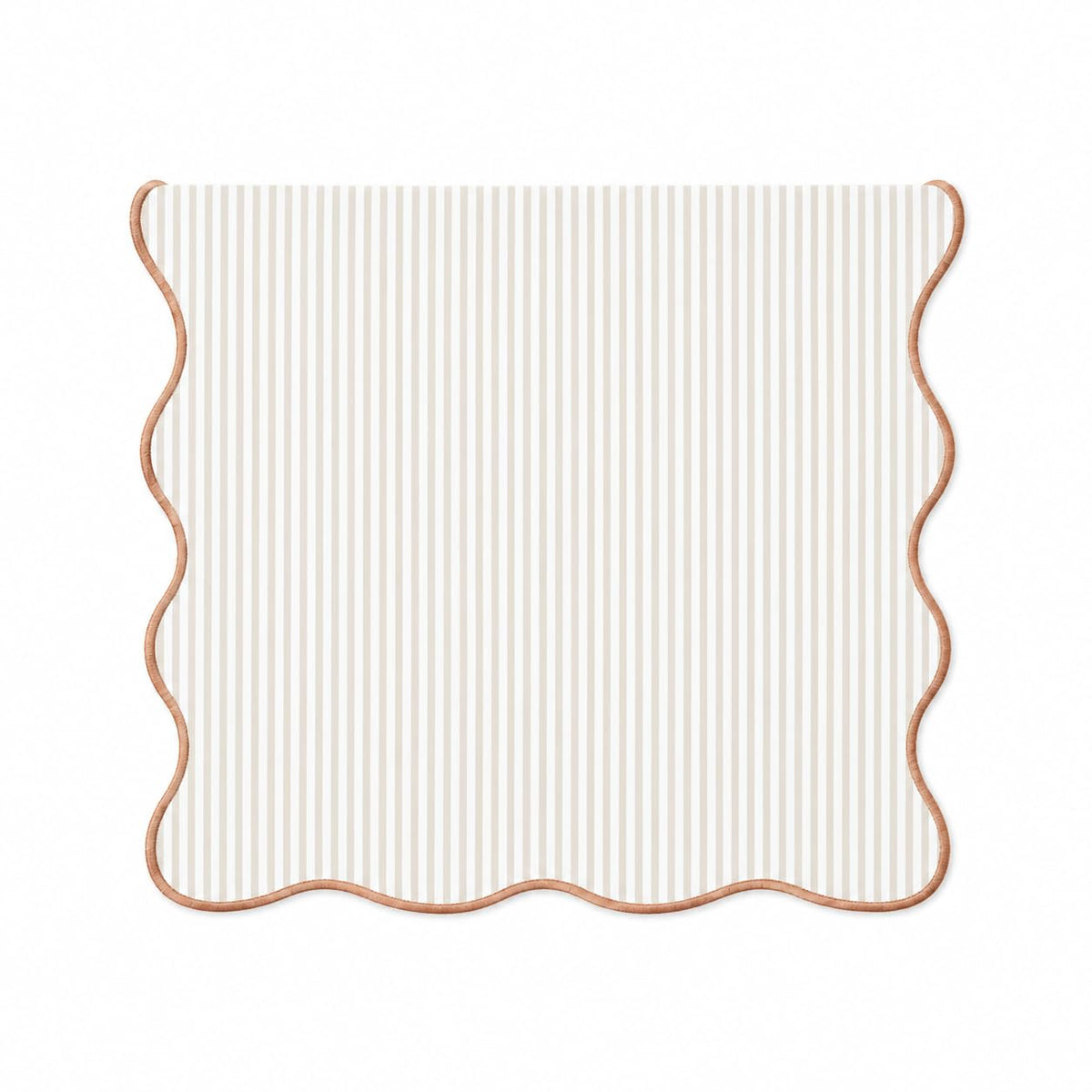Fennco Styles Scalloped Stripe Table Runner 16 X 72 Inch - Lined Farmhouse Decorative Table Cover for Kitchen, Dining Room, Holiday & Everyday Home Décor (Natural)